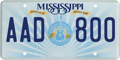 MS license plate AAD800