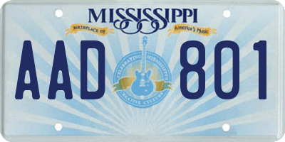 MS license plate AAD801