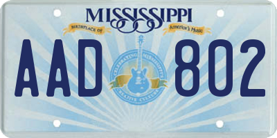 MS license plate AAD802