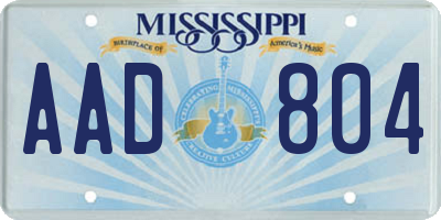 MS license plate AAD804