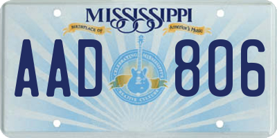 MS license plate AAD806