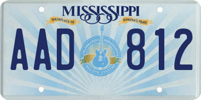 MS license plate AAD812
