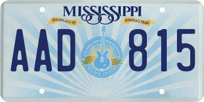 MS license plate AAD815