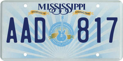 MS license plate AAD817