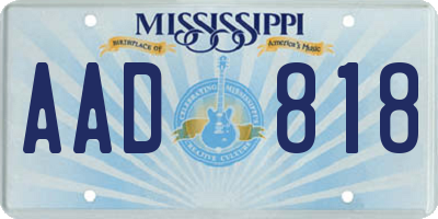 MS license plate AAD818