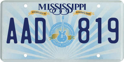 MS license plate AAD819