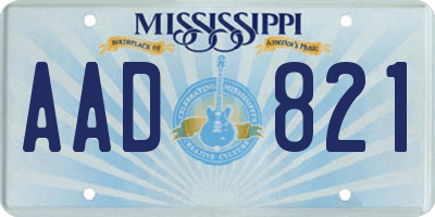 MS license plate AAD821