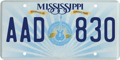 MS license plate AAD830