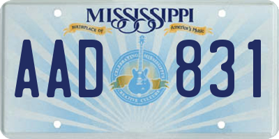 MS license plate AAD831