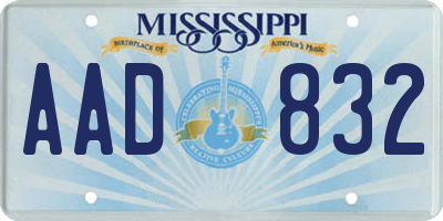 MS license plate AAD832
