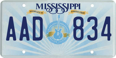 MS license plate AAD834