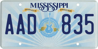 MS license plate AAD835