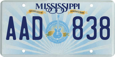 MS license plate AAD838