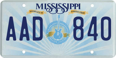 MS license plate AAD840