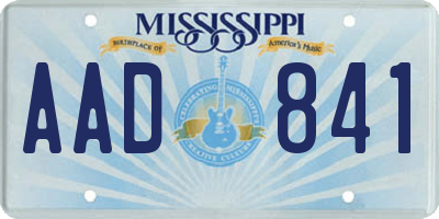 MS license plate AAD841