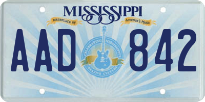 MS license plate AAD842