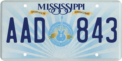 MS license plate AAD843