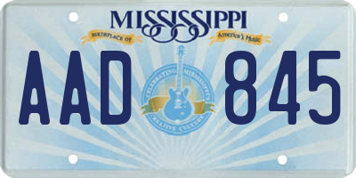 MS license plate AAD845