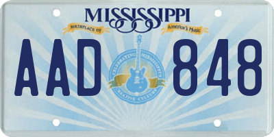 MS license plate AAD848