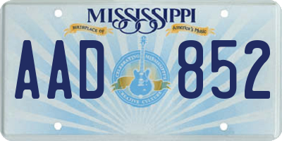 MS license plate AAD852