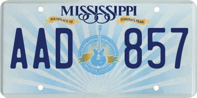 MS license plate AAD857