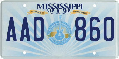 MS license plate AAD860