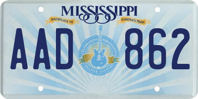 MS license plate AAD862