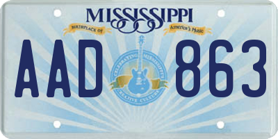 MS license plate AAD863