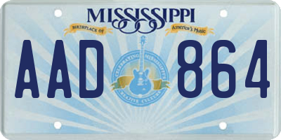 MS license plate AAD864