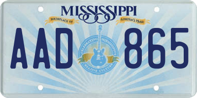 MS license plate AAD865