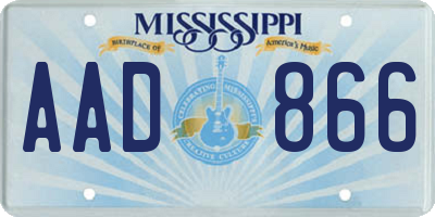 MS license plate AAD866