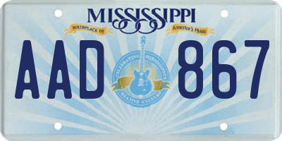 MS license plate AAD867