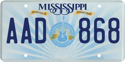 MS license plate AAD868