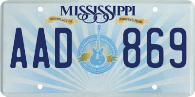 MS license plate AAD869