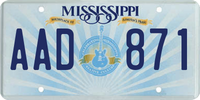 MS license plate AAD871