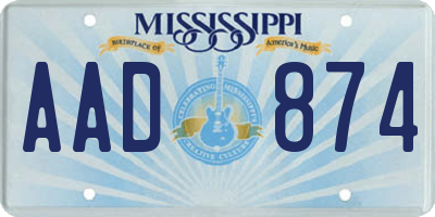 MS license plate AAD874