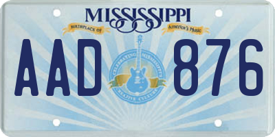 MS license plate AAD876