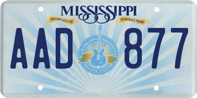 MS license plate AAD877