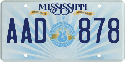 MS license plate AAD878