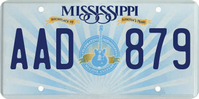 MS license plate AAD879