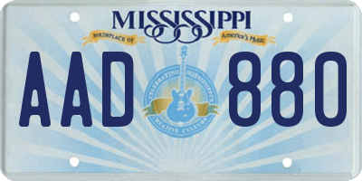 MS license plate AAD880