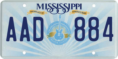 MS license plate AAD884