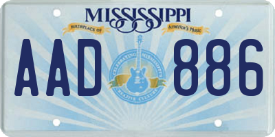 MS license plate AAD886