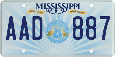 MS license plate AAD887