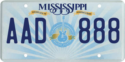 MS license plate AAD888