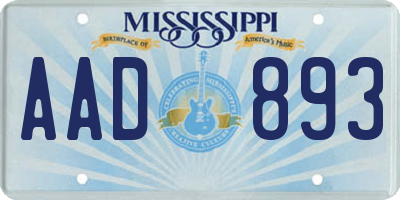 MS license plate AAD893