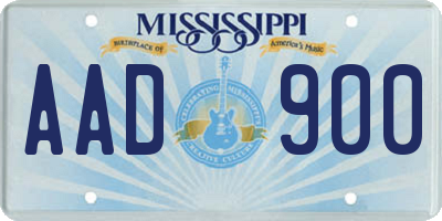 MS license plate AAD900