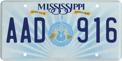 MS license plate AAD916