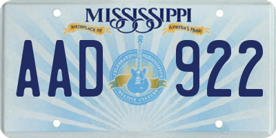 MS license plate AAD922