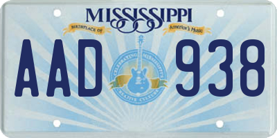 MS license plate AAD938
